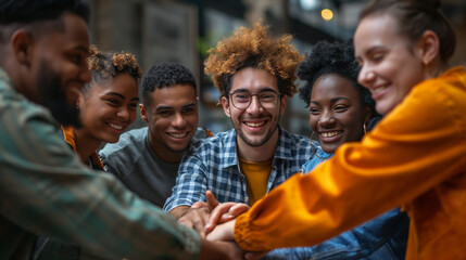 Diverse Group of happy Teens Celebrating Unity 