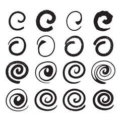 Brush Strokes Abstract Spiral Set Vector Design.