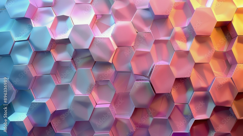 Wall mural Abstract Cube Pattern in Blue and Pink