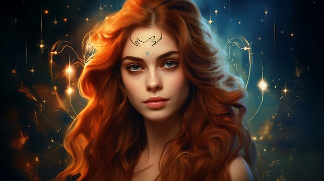 portrait of a woman with hair, Horoscope of the zodiac sign Virgo