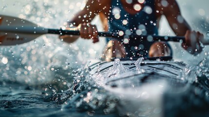 Kayaker Navigating Whitewater Rapids