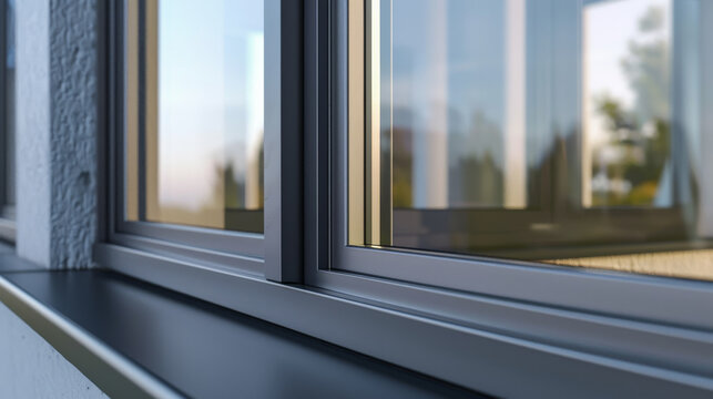 Close-up of modern glass windows with