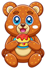 Obraz premium bear, teddy, cartoon, animal, toy, vector, illustration, baby, brown, teddy bear, love, fun, isolated, sitting, art, cute, childhood, heart, character, mammal, drawing, smile, sweet, child, icon