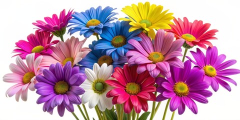Fototapeta premium A Colorful Bouquet of Daisies with Vibrant Hues and Delicate Petals, flower, daisy, bouquet, floral, ,