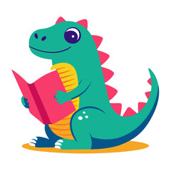 Fototapeta premium cartoon, animal, dinosaur, dragon, vector, illustration, crocodile, reptile, cute, green, character, fun, art, monster, dino, drawing, funny, frog, baby, wild, fantasy, lizard, happy, rex, alligator