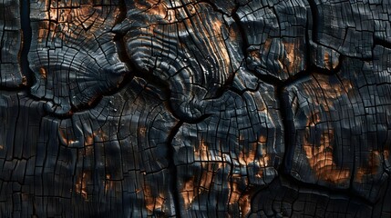 Naklejka premium Texture of old dark burnt cracked wood
