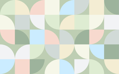 Abstract geometric shape seamless pattern pale green color theme rectangles squares circles clean shape mordern creative style vector texture background wallpaper textile fabric paper print