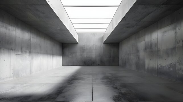 Abstract empty modern concrete room with skylight
