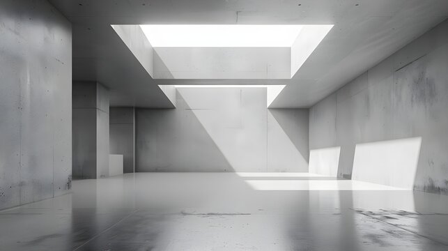 Abstract empty modern concrete room with skylight