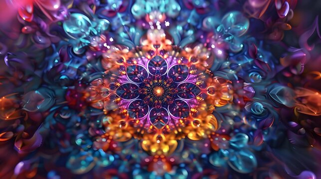 Fractal sequence patterns in 3D - Abstract multicolor design