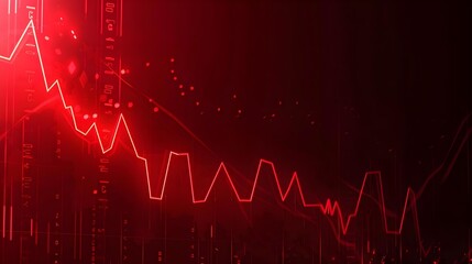 Animated stock market financial graph with red bars
