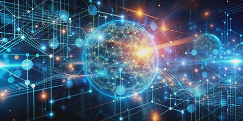 Obraz premium Global Network Connections, Digital World, Abstract Technology, Cybersecurity, Data , Network , Internet