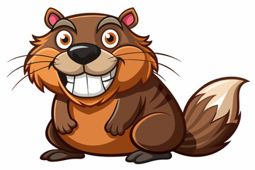 Funny Beaver with White Background Vector Illustration, Cartoons, Clipart, and Line Art Design, Funny beaver vector illustration, cartoons, clipart, and line art design with a white background.
