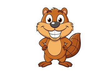 Funny Beaver with White Background Vector Illustration, Cartoons, Clipart, and Line Art Design, Funny beaver vector illustration, cartoons, clipart, and line art design with a white background.