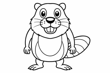 Funny Beaver with White Background Vector Illustration, Cartoons, Clipart, and Line Art Design, Funny beaver vector illustration, cartoons, clipart, and line art design with a white background.