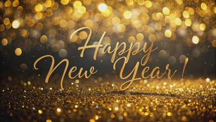 Golden Sparkle Happy New Year Greeting, new year , celebration , holiday , background