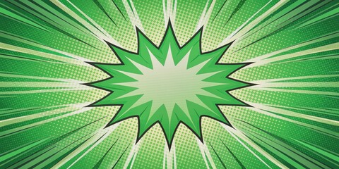 Obraz premium Green Comic Book Explosion Background, Pop Art, Comic Book, Superhero, Design , comic book, explosion