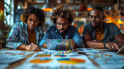 Fototapeta premium Colleagues seamlessly integrate virtual meetings and digital collaboration platforms to stay connected and productive
