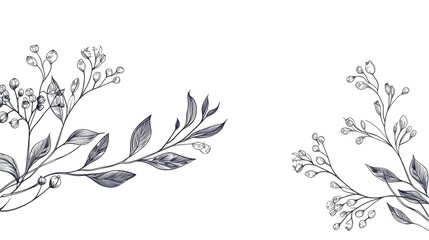 Trendy floral branch with minimalist flowers
