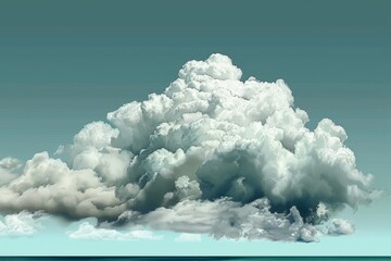 Naklejka premium A large cumulus cloud looms over a tranquil sea.