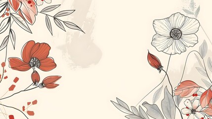 Luxury botanical background with trendy wildflowers