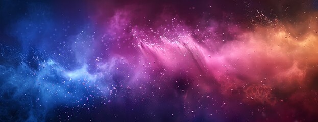 Naklejka premium Color powder splash rainbow background paint holi smoke colour abstract. Powder color splash explosion dust ink burst splatter white texture isolated black spray party blue wallpaper cloud pink stain