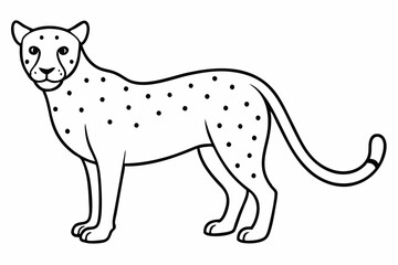 Funny Cheetah Vector Illustration, Cartoon Clipart, and Line Art Design on White Background, Funny cheetah vector illustration, cartoon clipart, and line art design on white background.