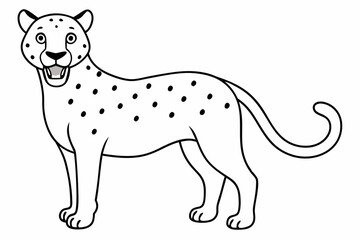Funny Cheetah Vector Illustration, Cartoon Clipart, and Line Art Design on White Background, Funny cheetah vector illustration, cartoon clipart, and line art design on white background.