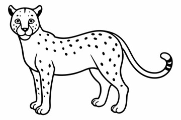 Funny Cheetah Vector Illustration, Cartoon Clipart, and Line Art Design on White Background, Funny cheetah vector illustration, cartoon clipart, and line art design on white background.