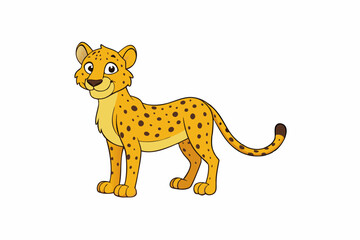 Funny Cheetah Vector Illustration, Cartoon Clipart, and Line Art Design on White Background, Funny cheetah vector illustration, cartoon clipart, and line art design on white background.