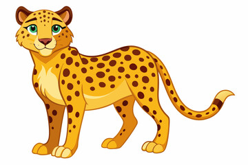 Funny Cheetah Vector Illustration, Cartoon Clipart, and Line Art Design on White Background, Funny cheetah vector illustration, cartoon clipart, and line art design on white background.