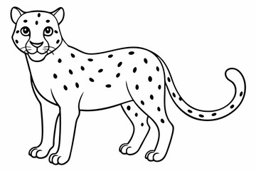 Funny Cheetah Vector Illustration, Cartoon Clipart, and Line Art Design on White Background, Funny cheetah vector illustration, cartoon clipart, and line art design on white background.