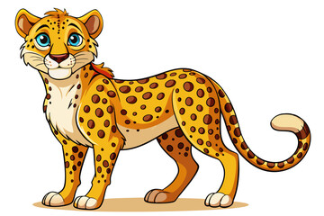 Funny Cheetah Vector Illustration, Cartoon Clipart, and Line Art Design on White Background, Funny cheetah vector illustration, cartoon clipart, and line art design on white background.