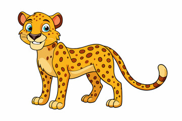 Funny Cheetah Vector Illustration, Cartoon Clipart, and Line Art Design on White Background, Funny cheetah vector illustration, cartoon clipart, and line art design on white background.