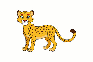 Funny Cheetah Vector Illustration, Cartoon Clipart, and Line Art Design on White Background, Funny cheetah vector illustration, cartoon clipart, and line art design on white background.