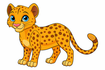 Funny Cheetah Vector Illustration, Cartoon Clipart, and Line Art Design on White Background, Funny cheetah vector illustration, cartoon clipart, and line art design on white background.