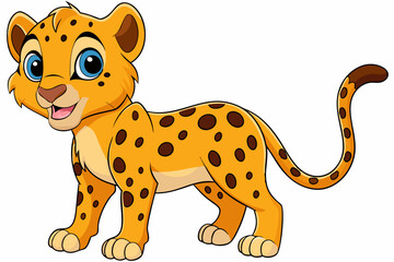 Funny Cheetah Vector Illustration, Cartoon Clipart, and Line Art Design on White Background, Funny cheetah vector illustration, cartoon clipart, and line art design on white background.
