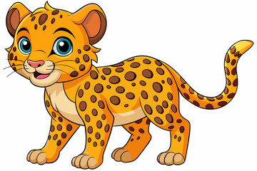 Funny Cheetah Vector Illustration, Cartoon Clipart, and Line Art Design on White Background, Funny cheetah vector illustration, cartoon clipart, and line art design on white background.