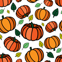 Thanksgiving holiday event seamless pattern. Autumn-themed repeat print. Pumpkin vegetable reversible print.