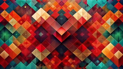 Vibrant Geometric Pattern, Colorful Abstract Art, Red and Blue Tones, Digital Design