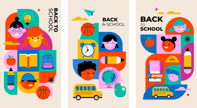 Back to school, geometrical modern style design. Back to school sale, promotion, poster and flyer. Vector illustration