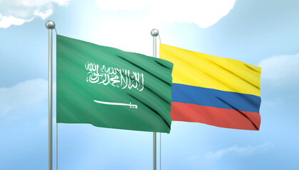 Saudi Arabia and Colombia Flag Together A Concept of Relations