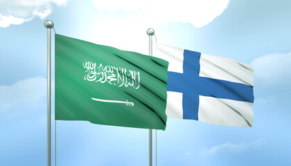 Saudi Arabia and Finland Flag Together A Concept of Relations
