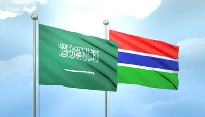 Saudi Arabia and Gambia Flag Together A Concept of Relations