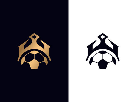 Vintage Luxury Royal Football King Logo, Football Crown Logo