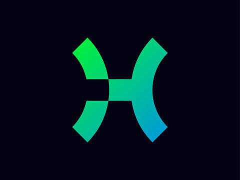 Modern Tech H Digital logo design, H pixel Logo