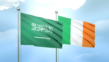 Saudi Arabia and Ireland Flag Together A Concept of Relations
