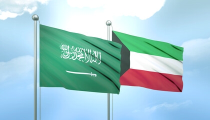 Saudi Arabia and Kuwait Flag Together A Concept of Relations