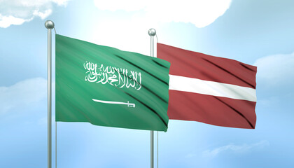 Saudi Arabia and Latvia Flag Together A Concept of Relations