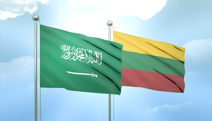 Saudi Arabia and Lithuania Flag Together A Concept of Relations